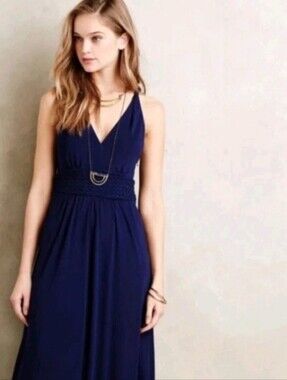 Anthropologie Maeve Yuma Navy V-Neck Sleeveless Floor Length Maxi Dress Sz 2 NWT